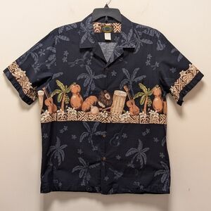Vintage Made in Hawaii Aloha Shirt Reserve Collection Ukulele Tiki L